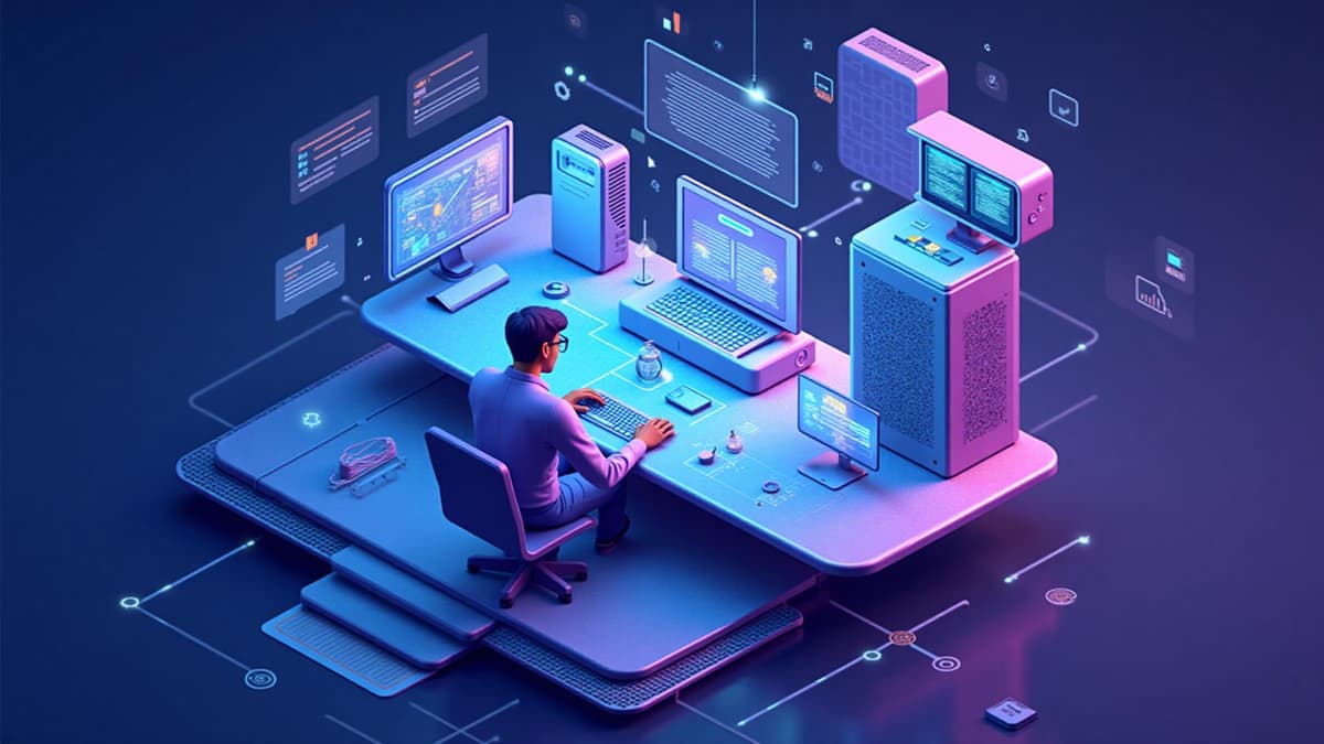 Workspace technologique futuriste